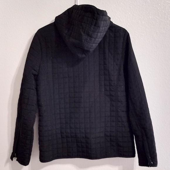 Larry Levine Sport Women's Small Black Quilted Hooded Zippered Jacket - Picture 2 of 14